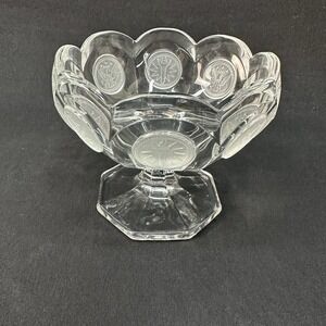 Fostoria 4 1/2" Crystal Clear Coin Glass Pedestal Candy Dish, Vintage